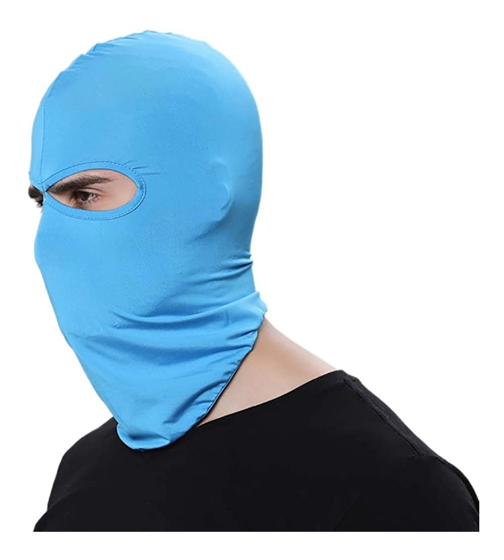 Balaclavas Scarf Full Face Soft Under Helmet Breathable Balaclava Outdoor Sports Cycling Hat - Blue - CF11R4R0M4N $10.34