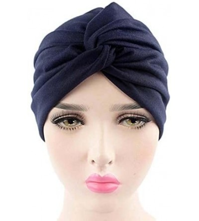 Skullies & Beanies Chemo Sleep Turban Headwear Scarf Beanie Cap Hat for Cancer Patient Hair Loss - Navy Blue - C0187UDQUCZ $1...
