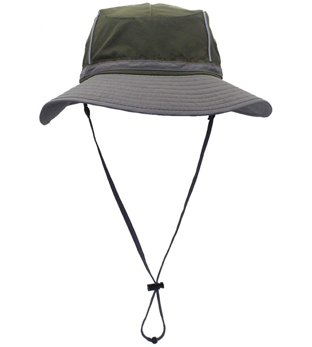 Sun Hats Unisex Reflective Sunshade hat Bucket Hat UV50+ with Wide Brim for Summer Anti Ultraviolet Cap - Army Green+gray - C...