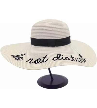 Sun Hats Womens Embroidery Large Brim Floppy Foldable Summer Sun Hat Straw Beach Hat - Mike White - CP1899MHALR $16.68