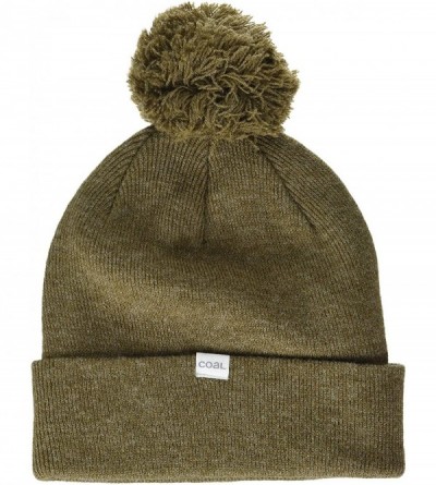 Skullies & Beanies Men's The Vice Fine Knit Cuffed Pom Beanie Hat - Heather Brown - CH18CA4Q02L $18.99