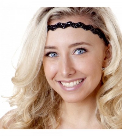 Headbands Women's Adjustable NO SLIP Bling Glitter Headband Mixed 3pk (Black) - Black 3pk - C511N4BO4V5 $16.10