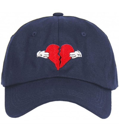 Baseball Caps Mens Heart Break Embroidery Adjustable Cotton Strapback Dad Hat Baseball Cap - Navy - C0186AREEX4 $19.92