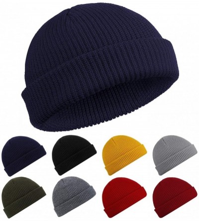 Skullies & Beanies Trawler Beanie Watch Hat Roll up Edge Skullcap Fisherman Beanie for Men Women - Navy - CW192M0NXW7 $11.82