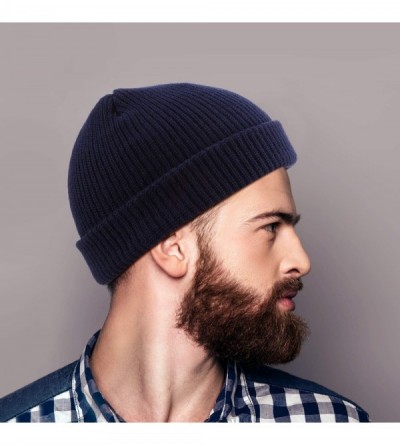 Skullies & Beanies Trawler Beanie Watch Hat Roll up Edge Skullcap Fisherman Beanie for Men Women - Navy - CW192M0NXW7 $11.82