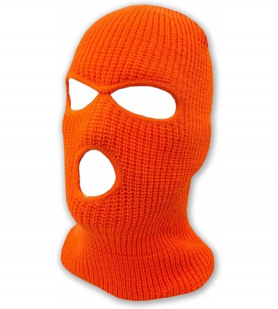 Balaclavas 3 Hole Beanie Face Mask Ski - Warm Double Thermal Knitted - Men and Women - Neon Orange - CA192CGKWR6 $9.82