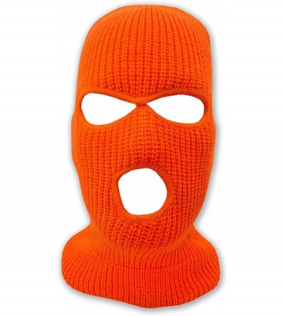 Balaclavas 3 Hole Beanie Face Mask Ski - Warm Double Thermal Knitted - Men and Women - Neon Orange - CA192CGKWR6 $9.82