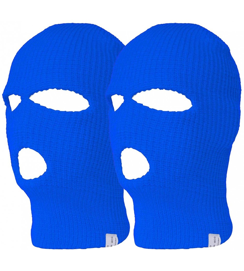 Balaclavas 2 Pack 3 Hole Ski Face Mask Balaclava - Royal - C9192IA2KWG $12.64