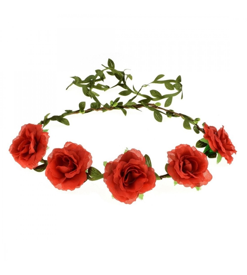 Headbands Flower Crown Floral Wreath Headband Floral Garland Headbands for Festival Wedding Party (Red/A) - Red /A - CV18EQU0...