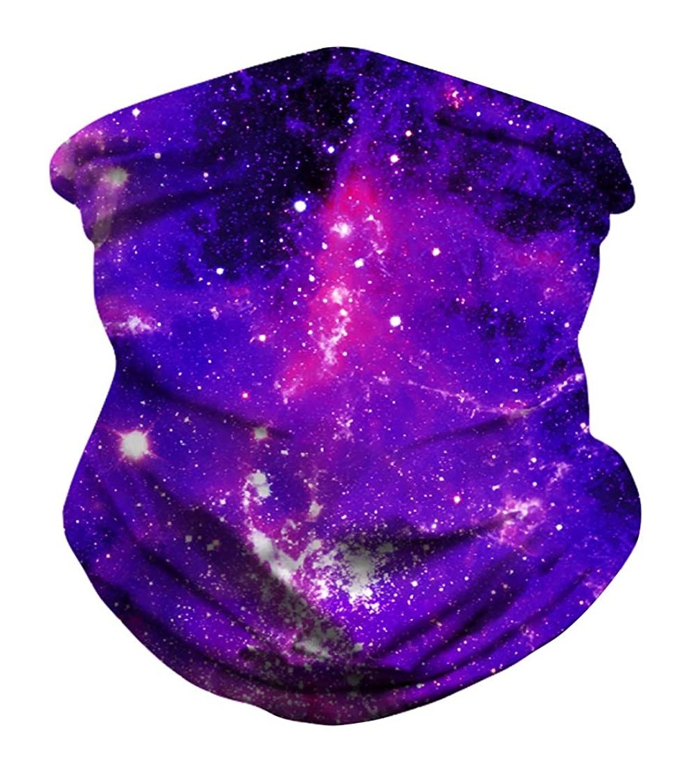 Balaclavas Seamless Bandanas Balaclava Face Mask Neck Gaiter Tie Dye Print for Men Women - Purple Galaxy - CX197W8A8YM $9.04