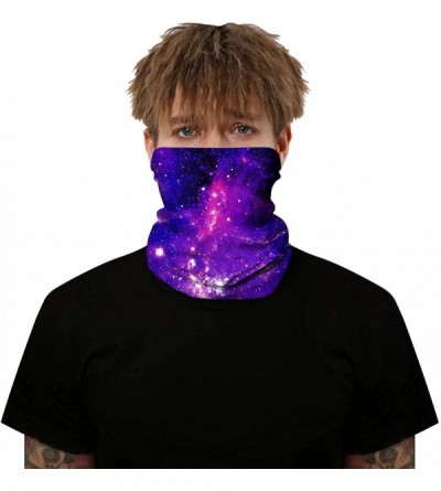 Balaclavas Seamless Bandanas Balaclava Face Mask Neck Gaiter Tie Dye Print for Men Women - Purple Galaxy - CX197W8A8YM $9.04