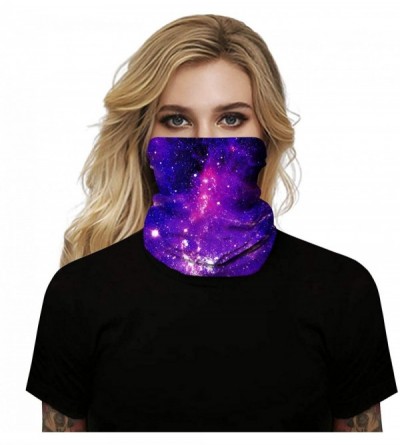 Balaclavas Seamless Bandanas Balaclava Face Mask Neck Gaiter Tie Dye Print for Men Women - Purple Galaxy - CX197W8A8YM $9.04