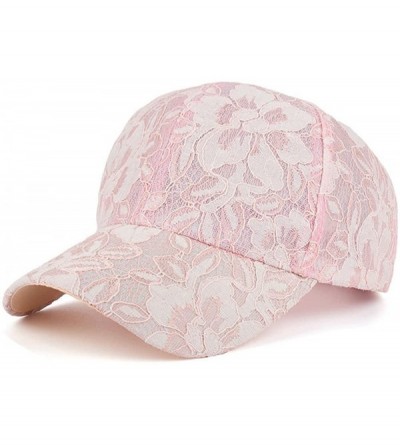 Baseball Caps Women's Adjustable Floral Lace Baseball Cap Summer Sun Hat - Pink - C918DXDUZC4 $18.53
