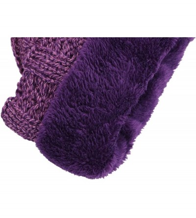 Skullies & Beanies Men & Women's Luxurious Faux Fur Pompom Thick Cable Cap Knit Skull Ski Cap Winter Beanie Hat - X-purple - ...