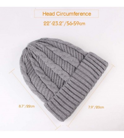 Skullies & Beanies Beanie for Men Women Winter Hat Cable Knit Beanies Mens Fleece Skull Hats Black Caps - A-grey Thick - CL18...