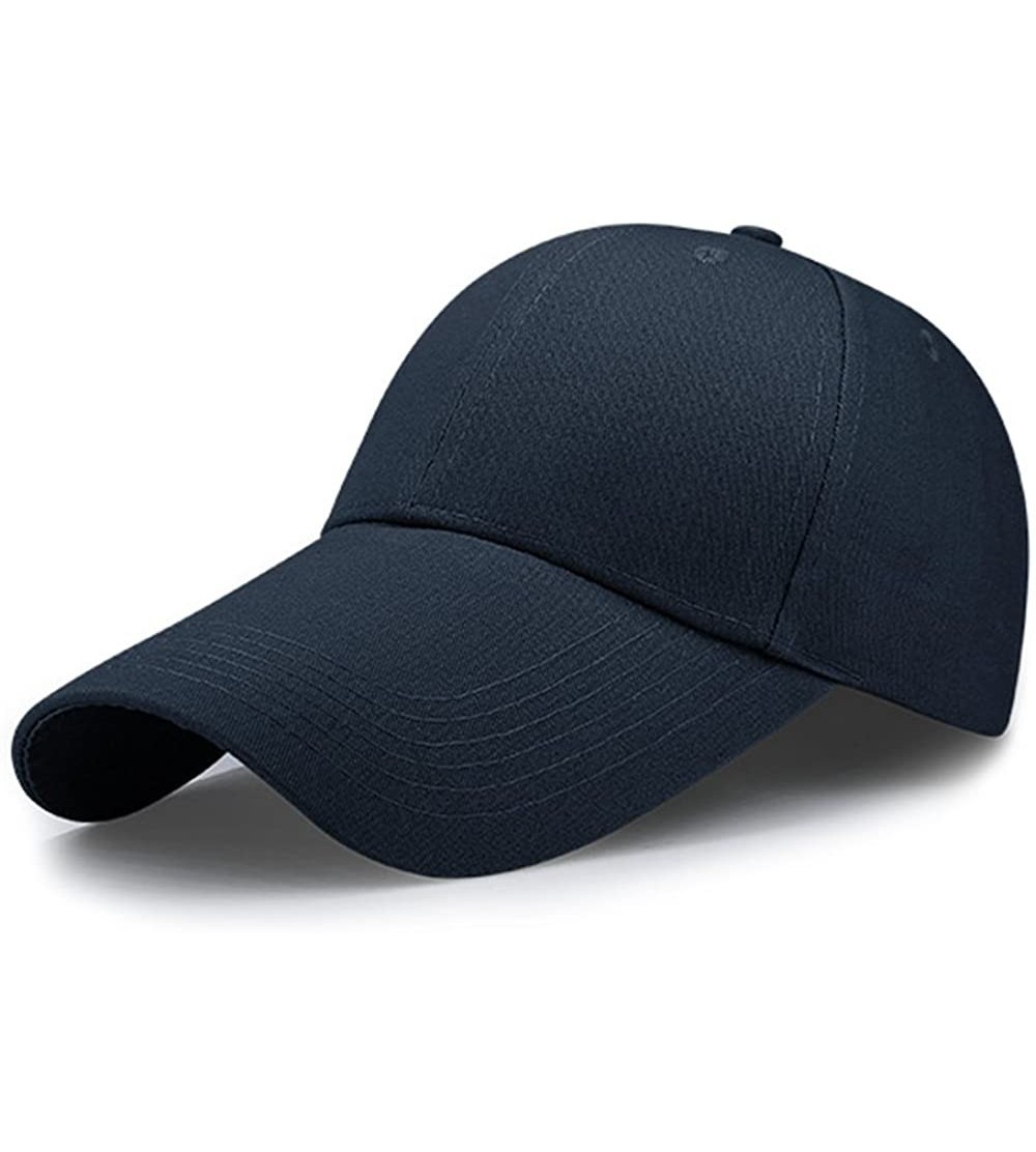 Baseball Caps Extra Long Bill Baseball Cap Adjustable Cotton Sun Hats for Men and Women - Navy - C518GNZY27S $12.13
