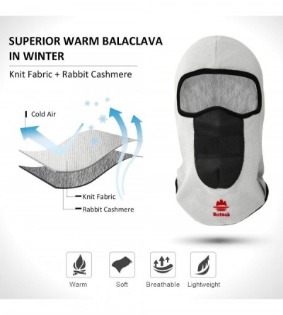 Balaclavas Balaclava Windproof Rabbit Fur Ski Face Mask with Thermometer Cold Weather Face Mask for Skiing Snowboarding - CA1...