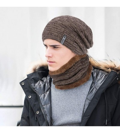 Skullies & Beanies 2 PCS Winter Slouchy Beanie Hat Scarf Set- Fleece Lined Thick Warm Soft Skull Cap & Neck Warmer for Men Wo...