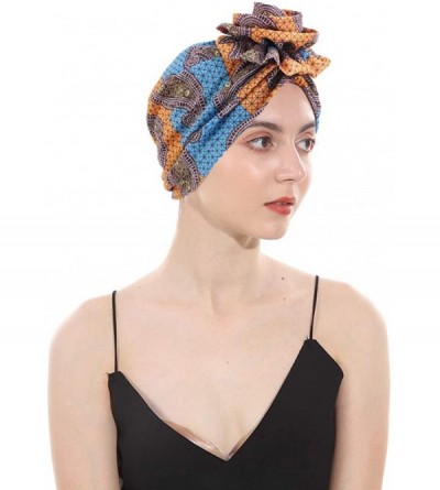 Skullies & Beanies New Women's Cotton Flower Elastic Turban Beanie Pre-Tied Bonnet Chemo Cap Hair Loss Hat - C918KHLN54E $17.53