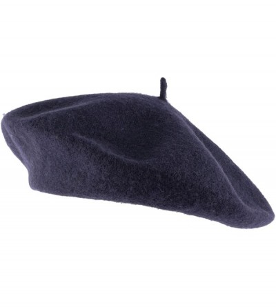 Berets Wool Blend French Beret for Men and Women in Plain Colours - Navy - CF12OCTJW7J $7.60