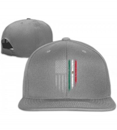 Baseball Caps Mexican American Flag Flat Bill Adjustable Men Trucker Hat Baseball Caps - Ash - CZ18C7ROU9E $21.38