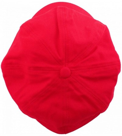 Newsboy Caps Summer 100% Cotton Plain Blank 8 Panel Newsboy Gatsby Apple Cabbie Cap Hat Fuchsia - CC12NH61MN1 $8.17