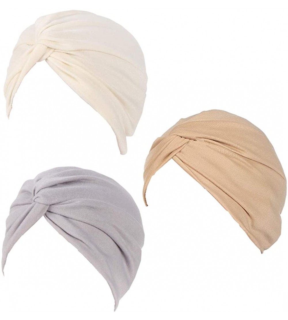 Skullies & Beanies 3Pack Womens Chemo Hat Beanie Turban Headwear for Cancer Patients - Style 11 - CZ198AZQ49W $13.02