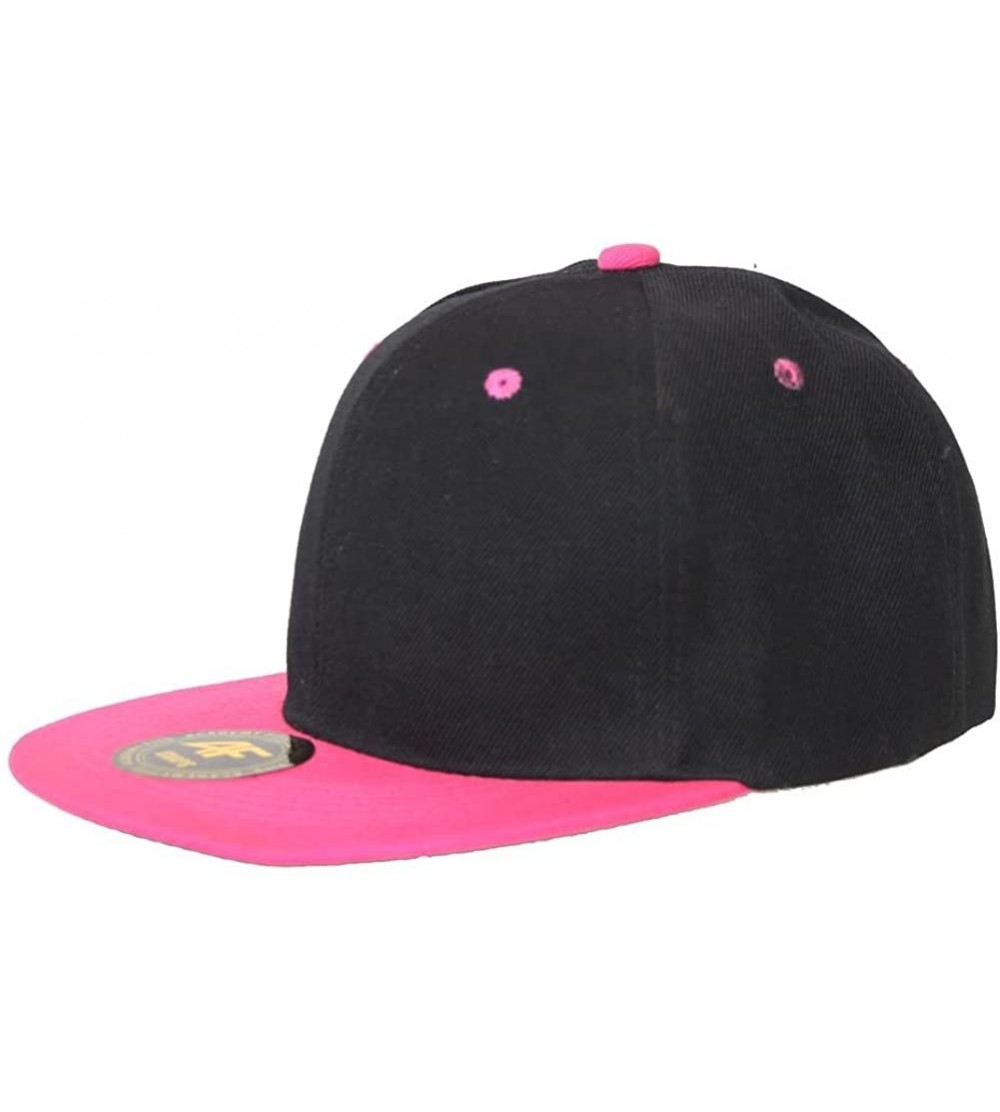 Baseball Caps New Two Tone Snapback Hat Cap - Black Fuschia Pink - CO11TJEKDG1 $11.20