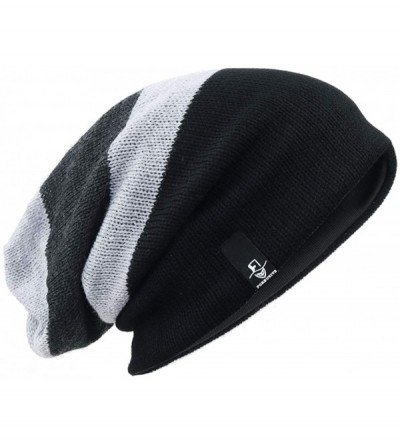 Skullies & Beanies Men Slouch Beanie Knit Long Oversized Skull Cap for Winter Summer N010 - B308-black - C718CMY2WWY $14.42