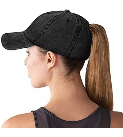Baseball Caps High Ponytail Baseball Hat Cap for Women- Messy Bun Trucker Hat Ponycap Dad Hat Golf Sun Hat - Black - C5194GOG...