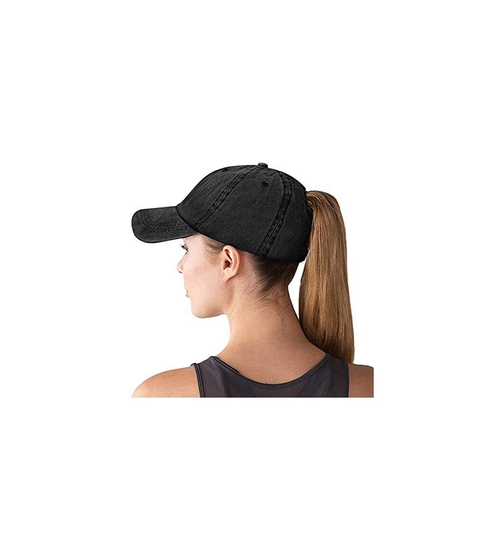 Baseball Caps High Ponytail Baseball Hat Cap for Women- Messy Bun Trucker Hat Ponycap Dad Hat Golf Sun Hat - Black - C5194GOG...