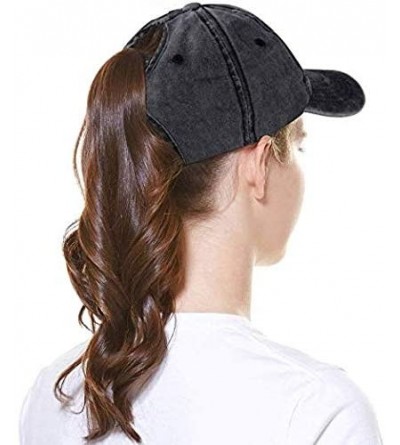 Baseball Caps High Ponytail Baseball Hat Cap for Women- Messy Bun Trucker Hat Ponycap Dad Hat Golf Sun Hat - Black - C5194GOG...