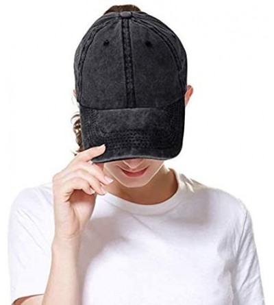 Baseball Caps High Ponytail Baseball Hat Cap for Women- Messy Bun Trucker Hat Ponycap Dad Hat Golf Sun Hat - Black - C5194GOG...
