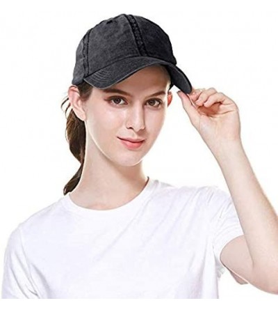 Baseball Caps High Ponytail Baseball Hat Cap for Women- Messy Bun Trucker Hat Ponycap Dad Hat Golf Sun Hat - Black - C5194GOG...