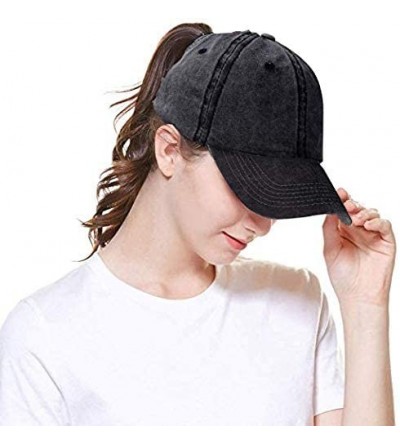 Baseball Caps High Ponytail Baseball Hat Cap for Women- Messy Bun Trucker Hat Ponycap Dad Hat Golf Sun Hat - Black - C5194GOG...