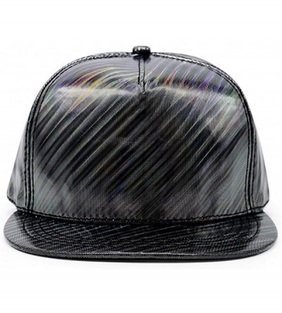 Baseball Caps Holographic Cap Rainbow Reflective Glossy Snapback FFH257BLK - Striped Holographic Black Ffh383blk - CI186NID6K...