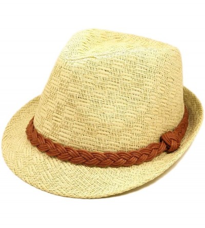Fedoras Classic Natural Fedora Straw Hat with Braided Band - CA11076FXSD $20.39