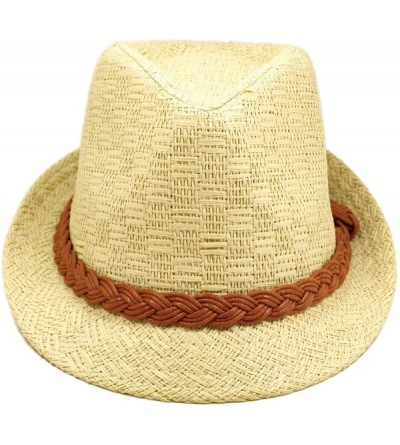 Fedoras Classic Natural Fedora Straw Hat with Braided Band - CA11076FXSD $19.13