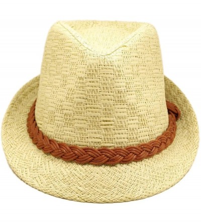 Fedoras Classic Natural Fedora Straw Hat with Braided Band - CA11076FXSD $8.05