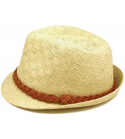 Fedoras Classic Natural Fedora Straw Hat with Braided Band - CA11076FXSD $8.05