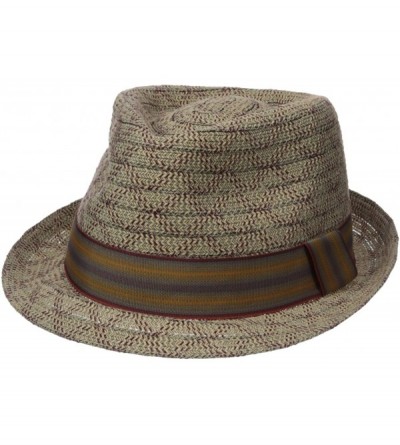 Fedoras Men's Fedora with Light Viscose Braid with Striped Band - Red - CV17YS3WIGQ $31.79