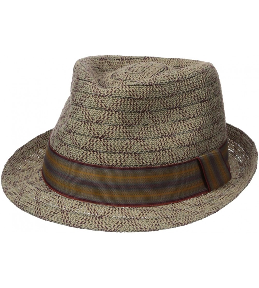 Fedoras Men's Fedora with Light Viscose Braid with Striped Band - Red - CV17YS3WIGQ $31.79