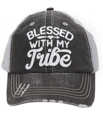 Baseball Caps Blessed with My Tribe Women's Trucker Hats & Caps Black/Grey - CO18IX3ENE0 $50.34