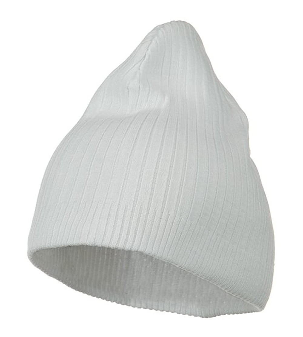 Skullies & Beanies Big Stripe Ribbed Cotton Beanie - White - C6113RD0SUL $20.74