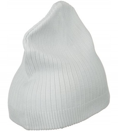 Skullies & Beanies Big Stripe Ribbed Cotton Beanie - White - C6113RD0SUL $20.74