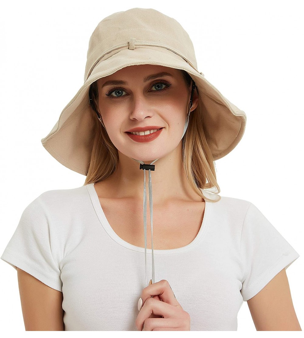 Sun Hats Bucket Hats for Women- Wide Brim UV Protection Sun Hat Packable Outdoor Beach Caps with Chin Strap - CH18N9K87XI $25.93