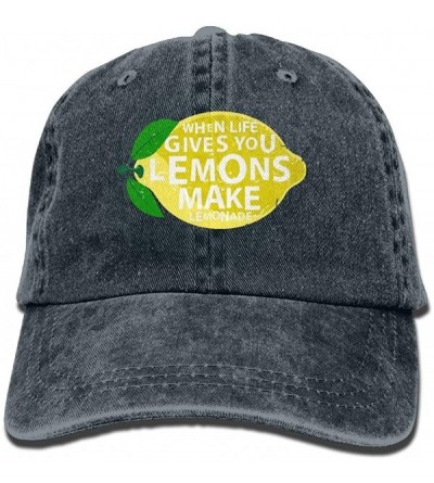 Baseball Caps When Life Gives You Lemons- Make Lemonade Vintage Adjustable Baseball Caps Denim Hat - Navy - CL188N57DT4 $19.16