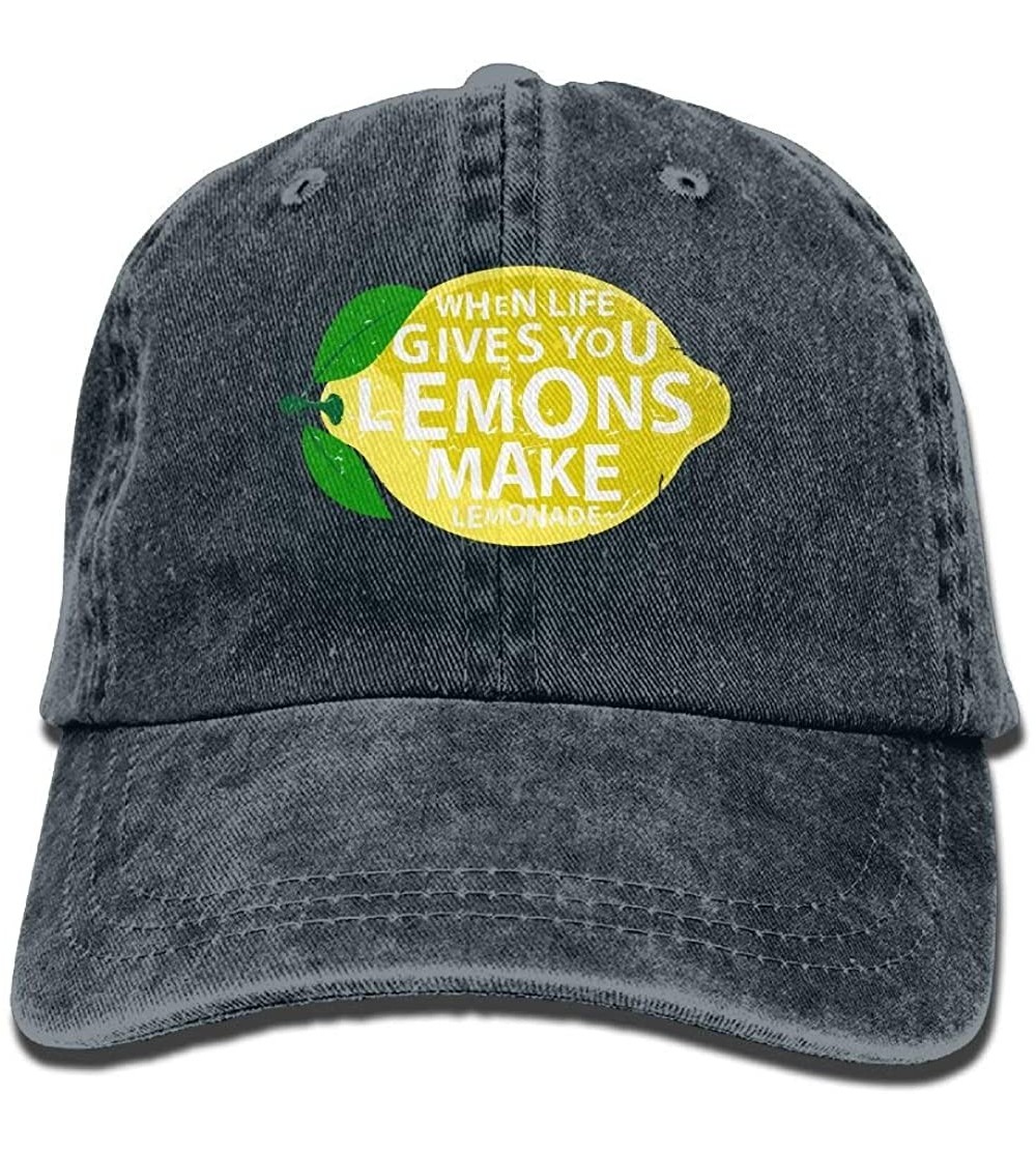 Baseball Caps When Life Gives You Lemons- Make Lemonade Vintage Adjustable Baseball Caps Denim Hat - Navy - CL188N57DT4 $7.92