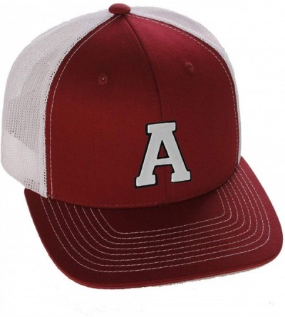 Baseball Caps Structured Trucker Mesh Hat Custom Colors Letter A Initial Baseball Mid Profile - Burgundy White Black White - ...