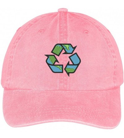 Baseball Caps Recycling Earth Embroidered Cotton Washed Baseball Cap - Pink - C012KMER7S3 $33.03